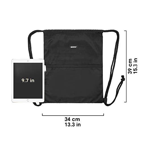 Lightweight Foldable Drawstring Backpack Gym Sackpack - Black