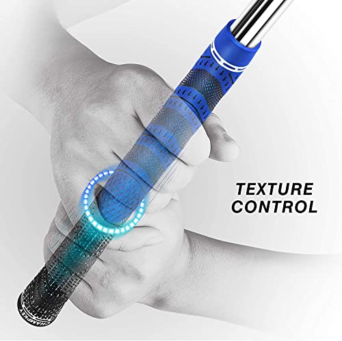 Premium Hybrid Golf Grips - 13 Pack with Repair Kits - Blue Midsize