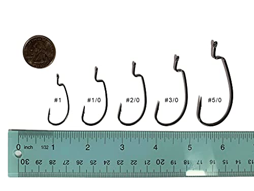 EWG Offset Shank Worm Hook - Size #2/0, 15 Count - High Carbon Steel