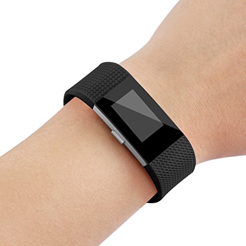 Sports Bands for Fitbit Charge 2 - 2 Pack Adjustable Waterproof - Black/Black