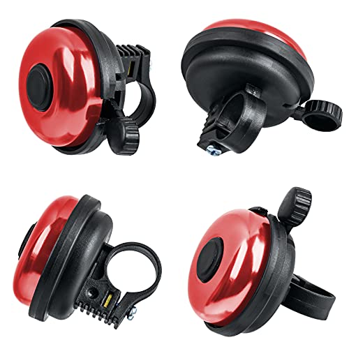 Loud Aluminum Bicycle Bell for Adults & Kids - Red, Right Hand Use - 2 Pack