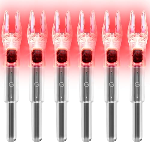 KEAUP Red Lighted Arrow Nocks Pack of 6 for .165-.246 Diameter with Switch