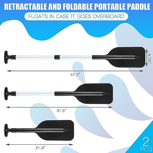 Telescoping Canoe Paddles 2 Pack - Adjustable 21.3-41.7 In - Black