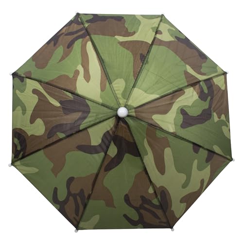Windy City Novelties 13” Hands-Free Umbrella Hat – Camouflage, Sun & Rain Protection