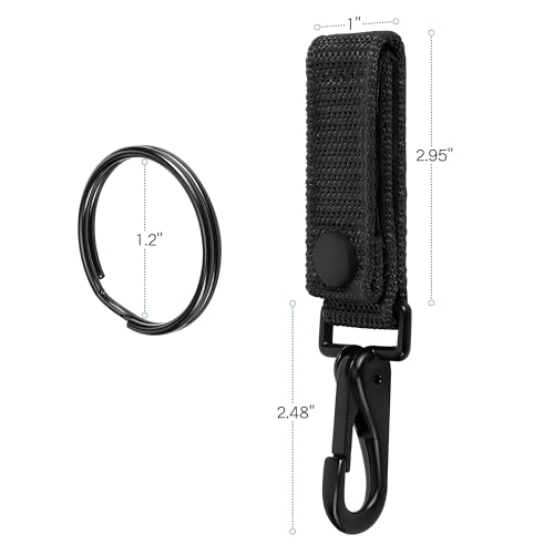 2-Pack Heavy Duty Belt Keeper Clip Key Holder with Metal Fob, Nylon