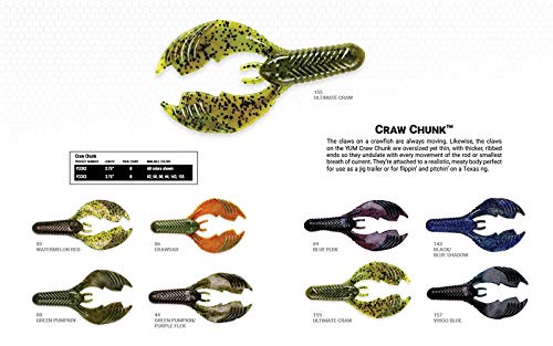 Craw Chunk Soft Plastic Fishing Lure - 2.75" Blue Flek