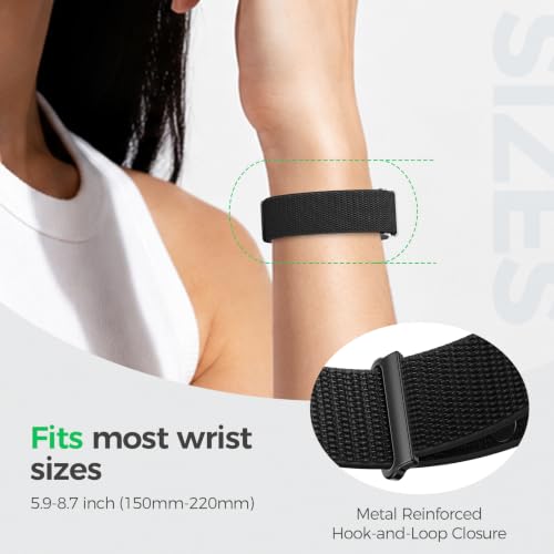 Nylon Sport Band 3-Pack - Black, Starlight & Seashell - Quick-Dry Replacement Strap for Hume