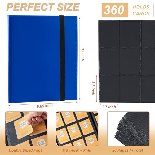 Card Binder 9 Pocket Storage 360 Binder,Trading Binder（Blue）