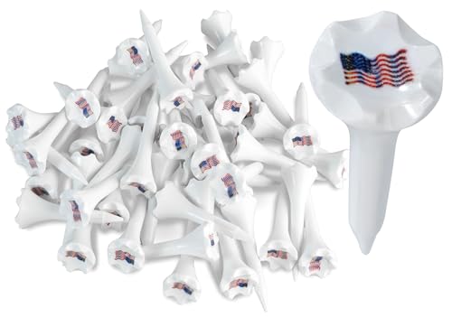1 ½” Plastic Golf Tees - High Visibility White - Pack of 50 - Made in USA