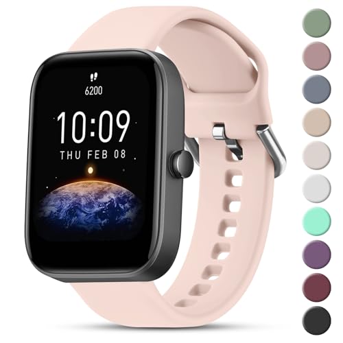 20mm Soft Silicone Replacement Strap for Amazfit Smart Watches - Pink, Small