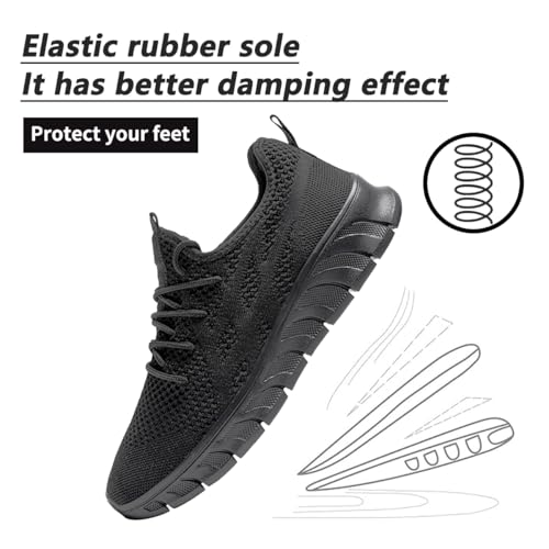 DLWKIPV Men's Black Road Running Shoes - Breathable Athletic Sneakers Size 10