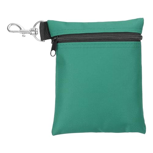 Golf Tee Pouch - Green Zipper Ball Bag with Clip
