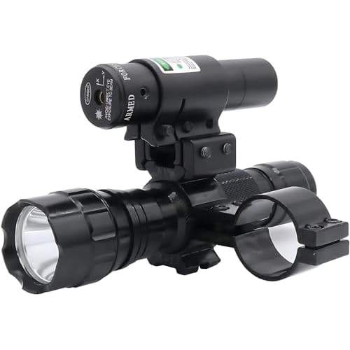 Tactical Flashlight Green Dot Sight Scope Combo with Rings Mount for Rifle Shotgun