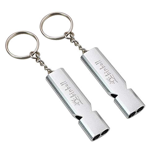 Aluminum Alloy Double-Tube Whistle - 2 Pack - Silver