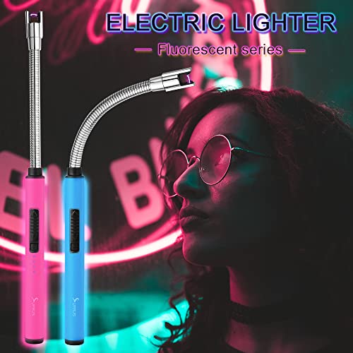 USB Rechargeable Arc Lighter - 360° Flexible Neck, Windproof - Orange