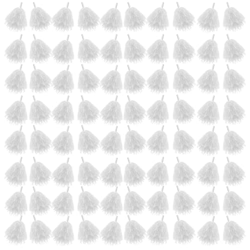 Meooeck White Cheerleading Pom Poms 80 Pcs Sports Dance Spirit Cheer Accessories