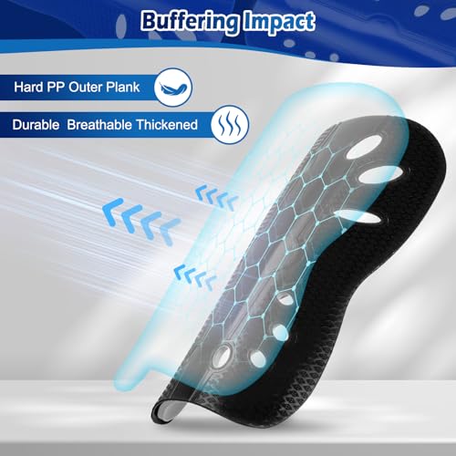 Soccer Shin Guards - Superlight Breathable Protective Gear - Black and White / Large
