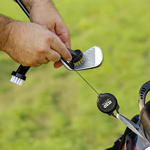 Dual Golf Club Brushes - Nylon & Brass Bristles with Carabiner