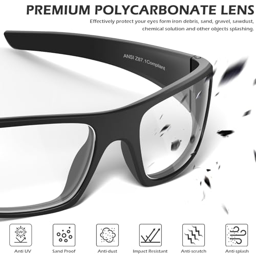 OXG Safety Glasses Protective Eyewear Men Women, ANSI Z87.1 Work Glasses Scratch Impact Resistant for Industrial Shooting