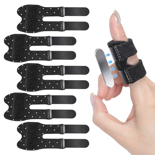 Breathable Trigger Finger Splint Brace - 5 Pack, One Size, Black