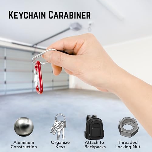 12-Pack Locking Carabiner Keychain - 2.6" Aluminum, Assorted Colors