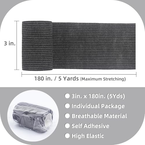 Self-Adhesive Bandage Wrap - 4 Pack, 3 Inch x 5 Yards