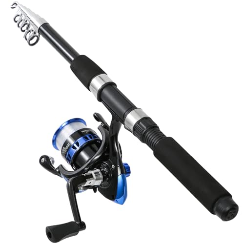 Blue & Green Telescopic Fishing Rod & Reel Combo - 2PCS Spinning Set with Accessories