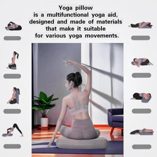 Yoga Bolster Pillow for Meditation - Grey Soft Fabric Cushion