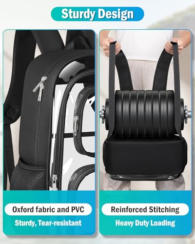 Large Black Clear Backpack for School & Travel with Thickened Shoulder Straps