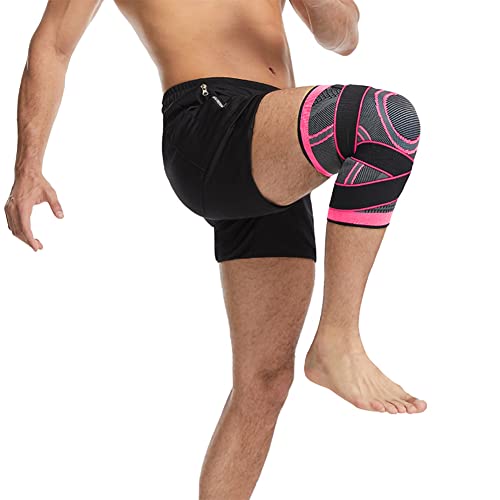 Knee Compression Sleeve with Straps for Men & Women - Small Pink