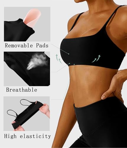 Women's Wirefree Sports Bra with Thin Straps & Removable Pads