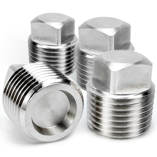 HAPDEN 316 Stainless Steel Boat Drain Plugs 1/2in NPT, 4 Pack, Silver