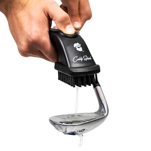 Golf Club Brush with Water Spray - Black, Heavy Duty Nylon Bristles