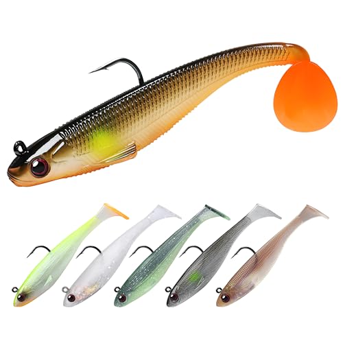 Soft Fishing Lures with BKK Hooks - Trembly Sinking Swimbaits for Bass & Trout