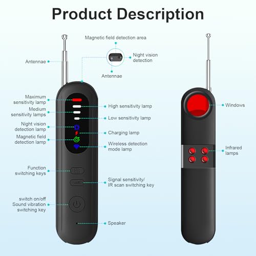 MDK Hidden Camera Detectors - Portable Hidden Camera Finder Hidden Device for Car, Home,Hotel,Travel, Office