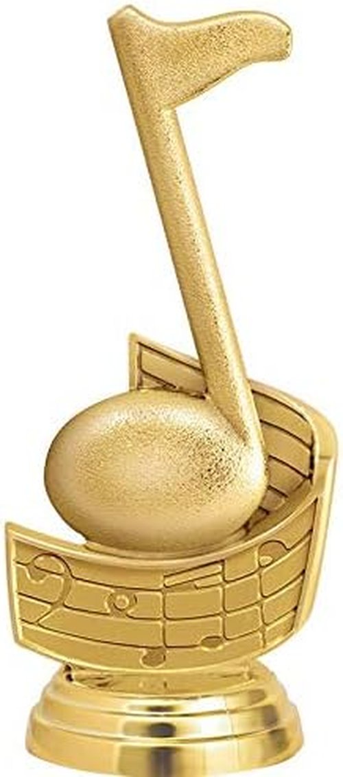 Crown Awards Music Trophy - Personalized Gold Music Note on Deluxe Round Base | 7.25" Engraving Available