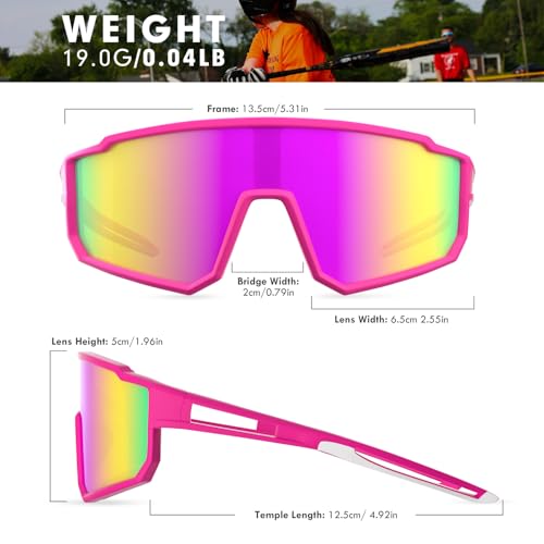 Polarized Sports Sunglasses with UV400 Protection - Colorful Pink