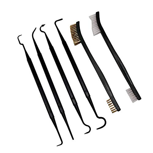 6-Piece Firearm Cleaning Pick and Brush Set - Brass and Nylon
