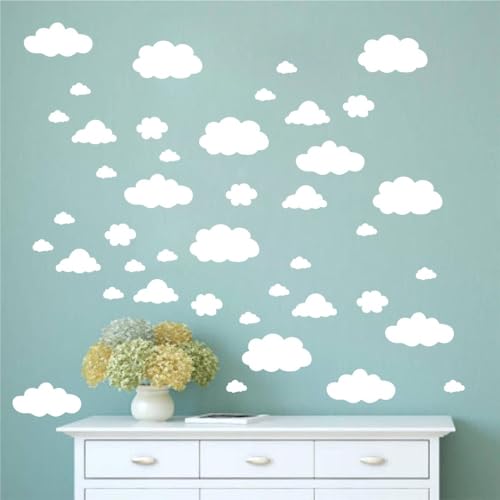 Decorative Cloud Wall Stickers - Removable White Clouds for Nursery, Kids Room, Bedroom, and Office - Easy to Apply & Peel,Vinyl Wall Decals (42pcs)