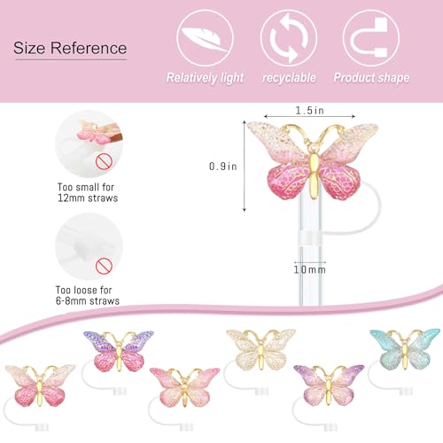 6-Piece Cute Crystal Straw Topper Set for 10mm Straws - Colorful-001