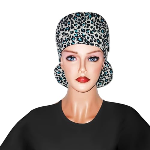Adjustable Scrub Cap with Silky Inner Lining and Buttons - Teeth Print