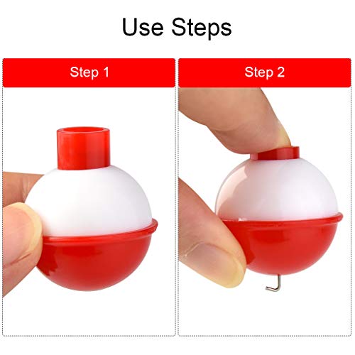 Round Fishing Bobbers Set - 20 PCS 1 Inch Red & White Floats
