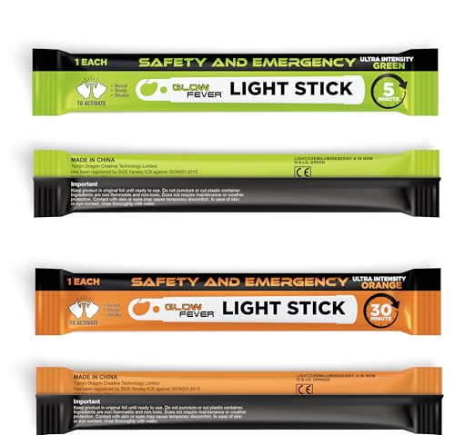 Emergency Safety Glow Sticks - Ultra Orange, 10PCS, 30 Minutes Duration
