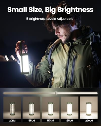 Glocusent 106 LED Camping Lantern - Rechargeable 5000mAh, Waterproof, Emergency Light, Green