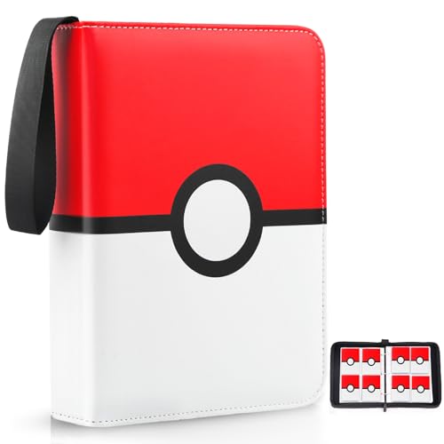 4-Pocket Card Binder for 400 Cards with Removable Sleeves - Red