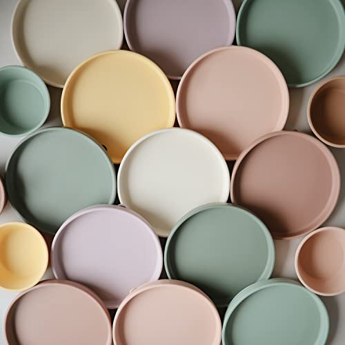 Mushie Classic Silicone Suction Plate Powder Blue BPA-Free Non-Slip Baby Dish