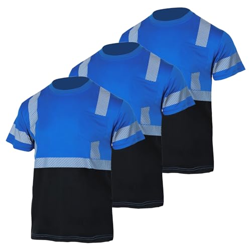VENDACE 3pcs Safety T Shirts Reflective High Visibility Hi Vis Short Sleeve Construction Work Shirts for Men