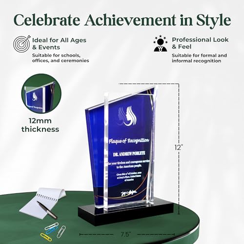 Custom Acrylic Award Plaque - 12-Inch Victory Trophy for Recognition