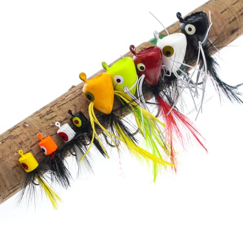 Ghanneey 20pcs Fly Fishing Poppers Kit XL - Topwater Dry Flies for Bass Trout