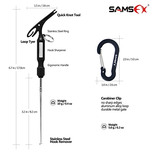 3-in-1 Fishing Hook Remover, Knot Tying Tool & Loop Tyer - Black Handle